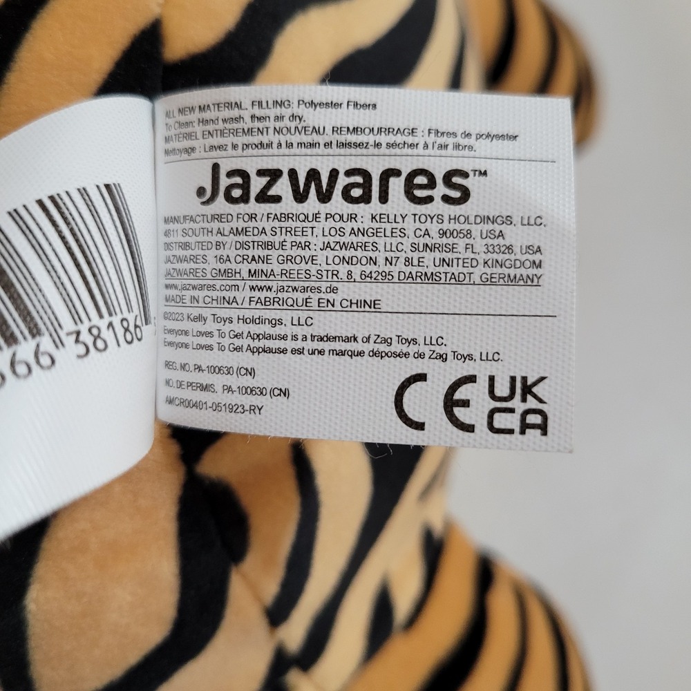 Jazwares Jungle Tiger Stuffed Animal Plush 11" x 9" New With Tag NWT 0356 - Picture 7 of 9